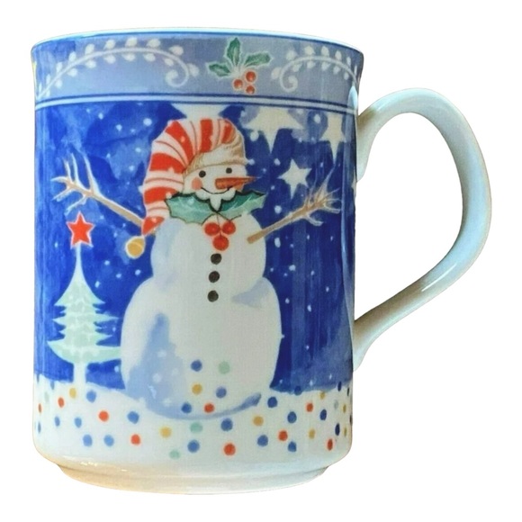 Set of 4 Noritake Epoch Mr Snowman Christmas Winter Holiday Mugs Coffee Cups - Picture 10 of 16